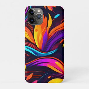 Neon Fire Design with Fiery Icons iPhone 11 Pro Case