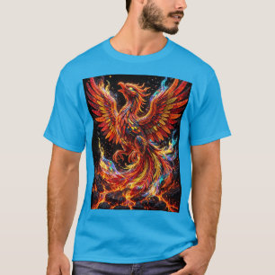 Neon Fire Phoenix Mosaic design T-Shirt