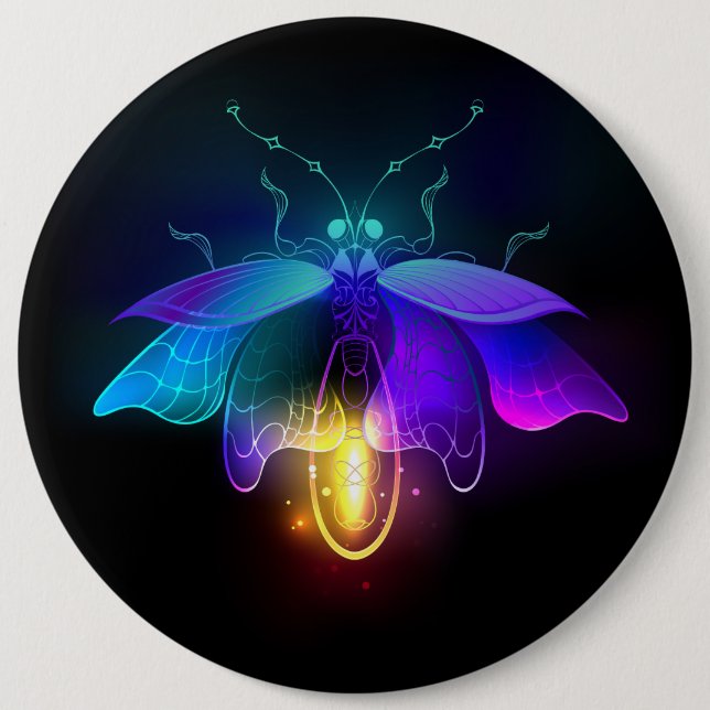 Neon Firefly on black 6 Cm Round Badge (Front)