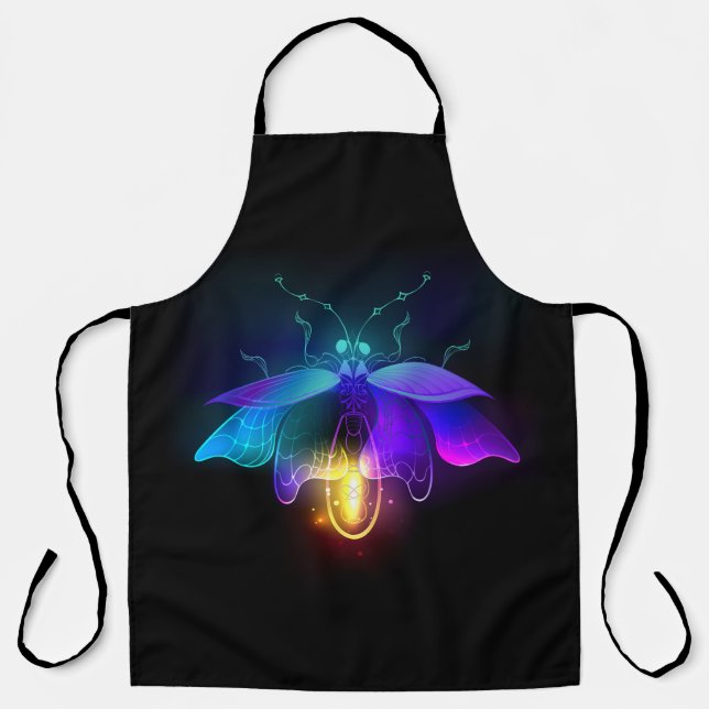 Neon Firefly on black Apron (Front)