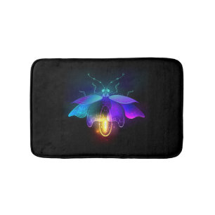 Neon Firefly on black Bath Mat