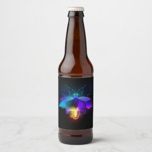 Neon Firefly on black Beer Bottle Label