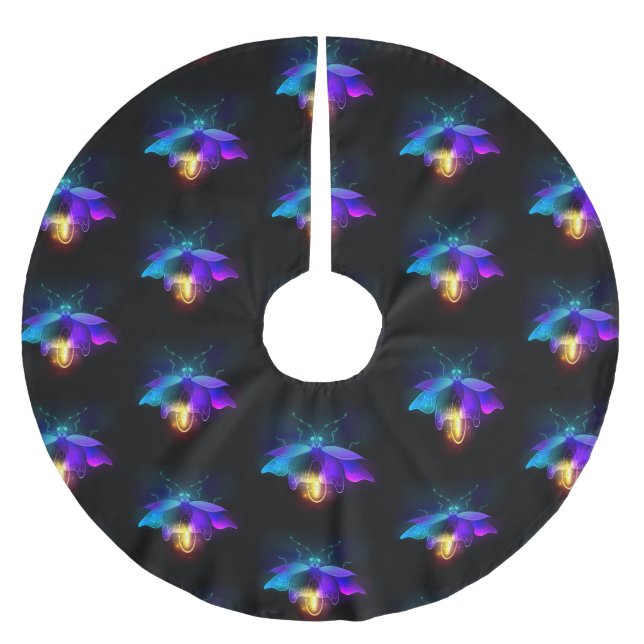 Neon Firefly on black Brushed Polyester Tree Skirt (Front)