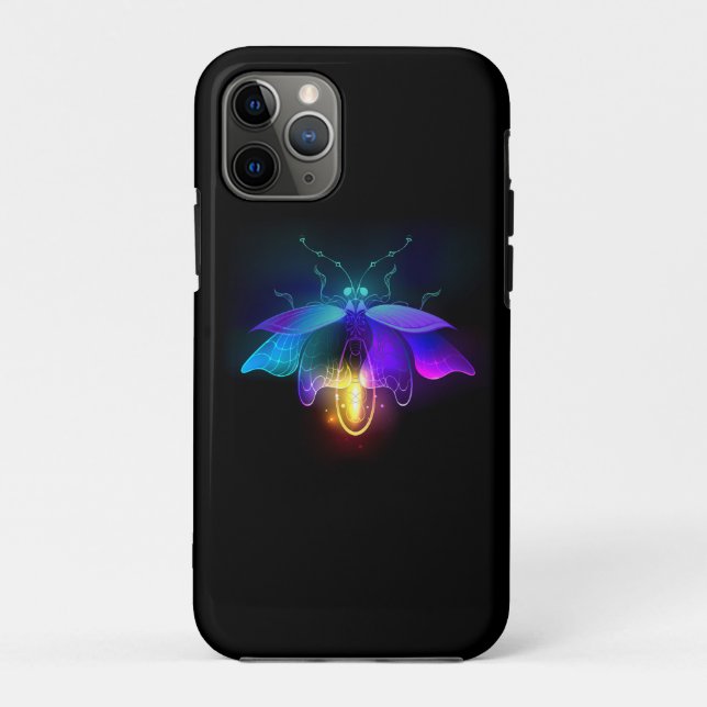 Neon Firefly on black Case-Mate iPhone Case (Back)