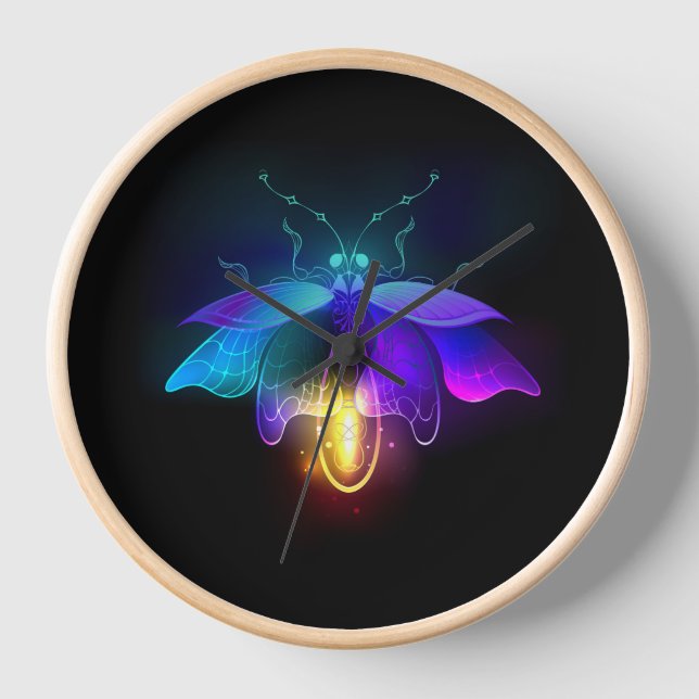 Neon Firefly on black Clock (Front)
