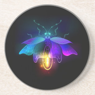 Neon Firefly on black Coaster