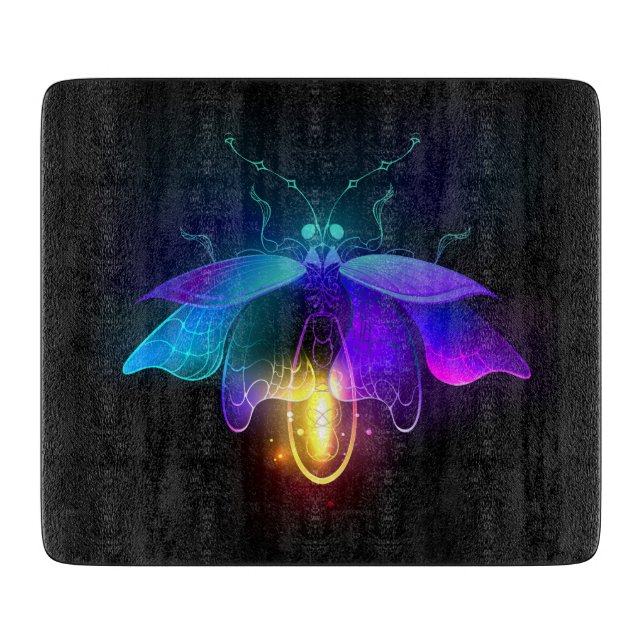 Neon Firefly on black Cutting Board (Front)