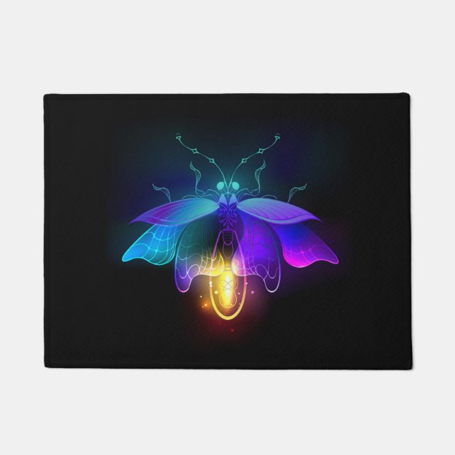 Neon Firefly on black Doormat (Front)