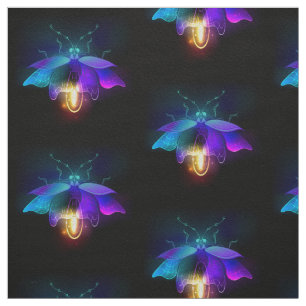 Neon Firefly on black Fabric