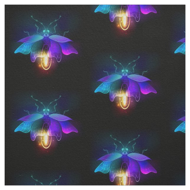 Neon Firefly on black Fabric (Swatch)