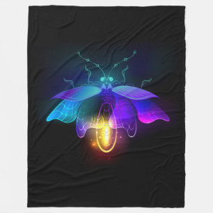 Neon Firefly on black Fleece Blanket