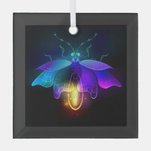 Neon Firefly on black Glass Tree Decoration