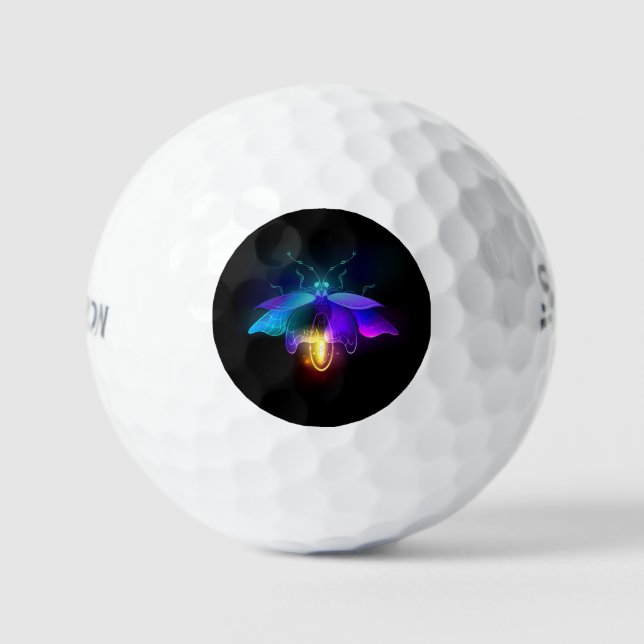 Neon Firefly on black Golf Balls (Front)