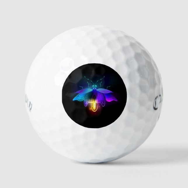 Neon Firefly on black Golf Balls (Front)