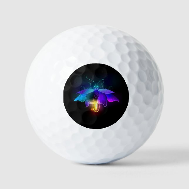 Neon Firefly on black Golf Balls (Front)