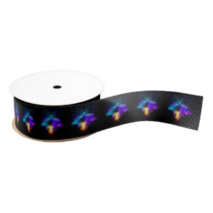 Neon Firefly on black Grosgrain Ribbon