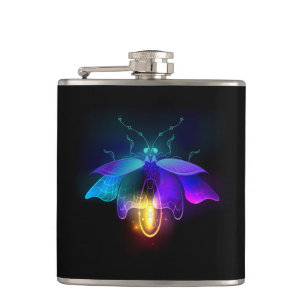Neon Firefly on black Hip Flask