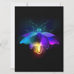Neon Firefly on black Holiday Card