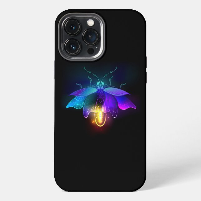 Neon Firefly on black iPhone Case (Back)