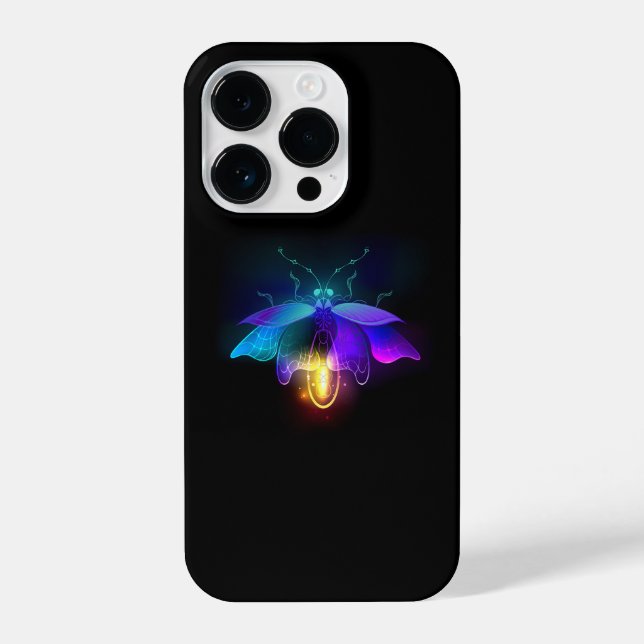 Neon Firefly on black iPhone Case (Back)