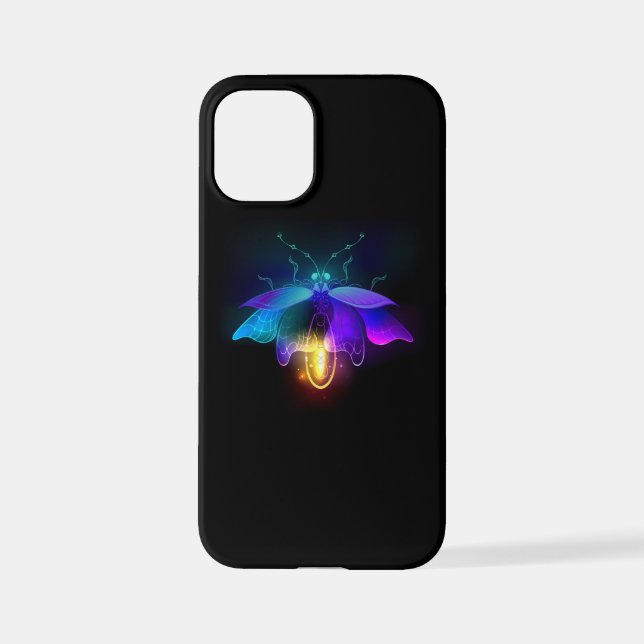 Neon Firefly on black iPhone Case (Back)
