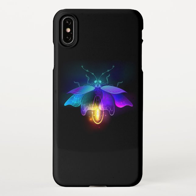 Neon Firefly on black iPhone Case (Back)