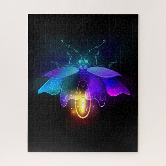 Neon Firefly on black Jigsaw Puzzle (Vertical)
