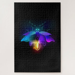 Neon Firefly on black Jigsaw Puzzle