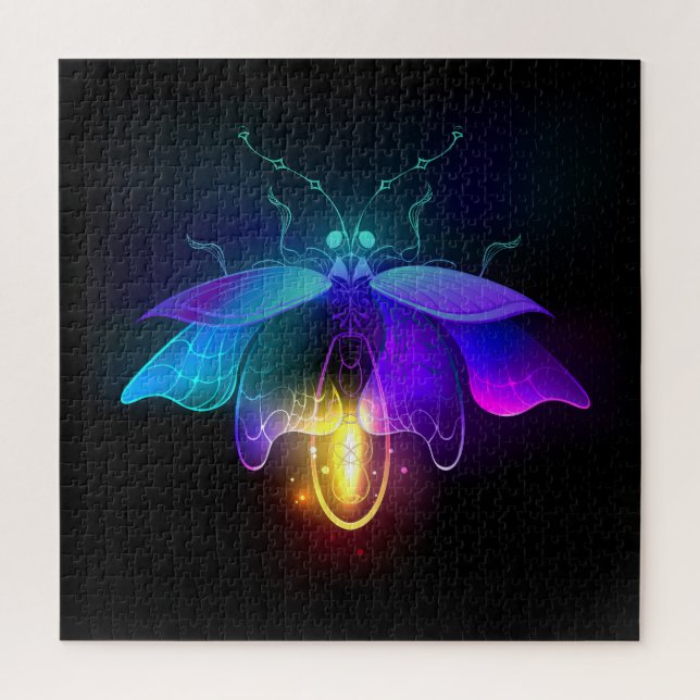 Neon Firefly on black Jigsaw Puzzle (Vertical)
