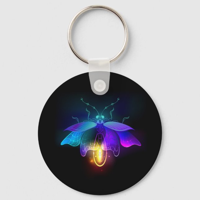 Neon Firefly on black Key Ring (Front)
