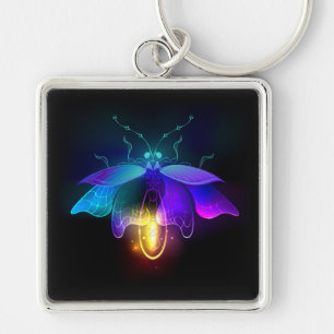 Neon Firefly on black Key Ring