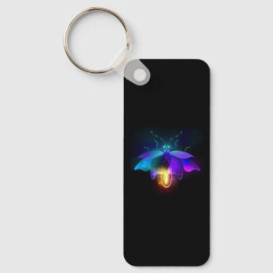 Neon Firefly on black Key Ring