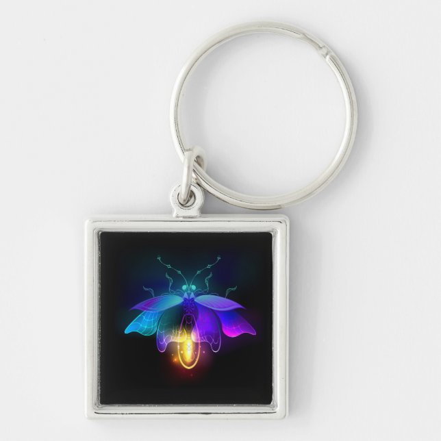 Neon Firefly on black Key Ring (Front)