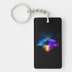 Neon Firefly on black Key Ring