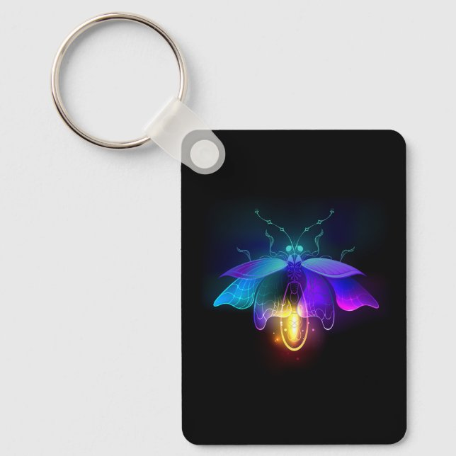Neon Firefly on black Key Ring (Front)