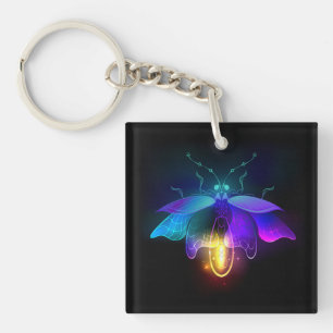 Neon Firefly on black Key Ring
