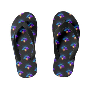 Neon Firefly on black Kid's Thongs
