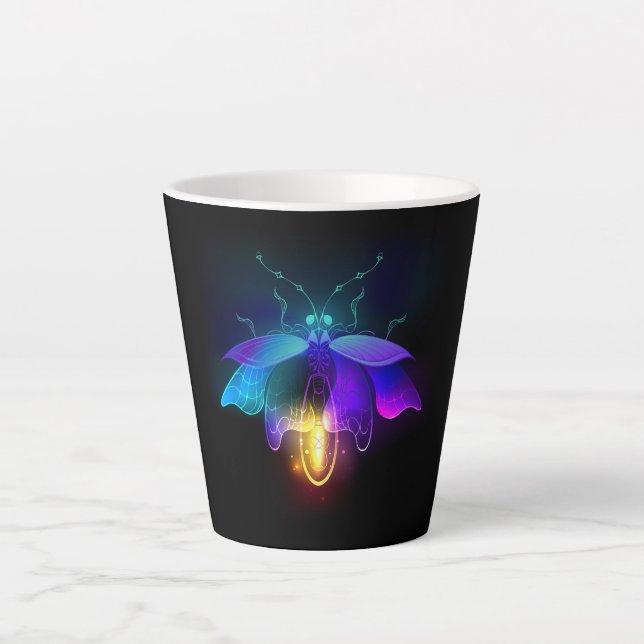 Neon Firefly on black Latte Mug (Front)