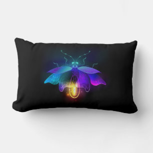 Neon Firefly on black Lumbar Cushion