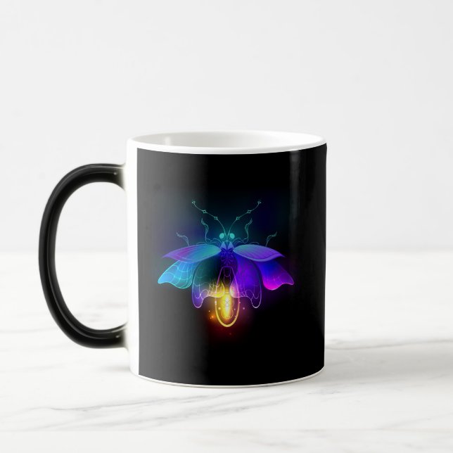 Neon Firefly on black Magic Mug (Left)