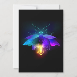 Neon Firefly on black Magnetic Invitation