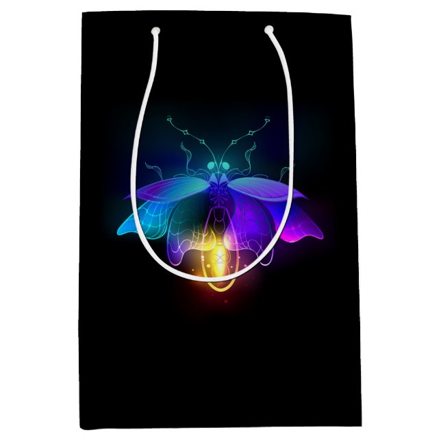 Neon Firefly on black Medium Gift Bag (Front)