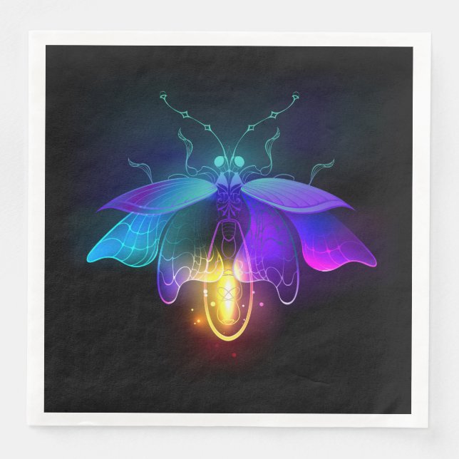 Neon Firefly on black Napkin (Front)