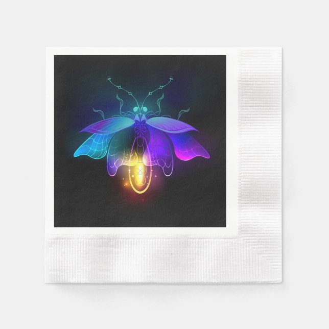 Neon Firefly on black Napkin (Front)
