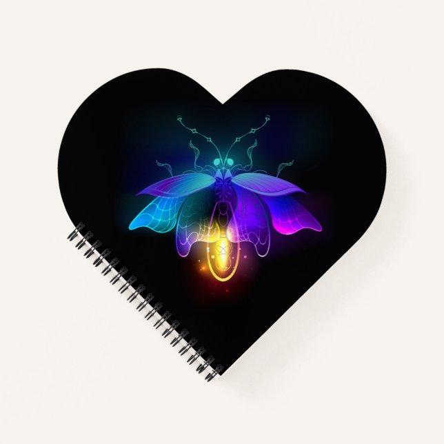 Neon Firefly on black Notebook (Front)