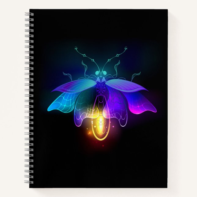 Neon Firefly on black Notebook (Front)