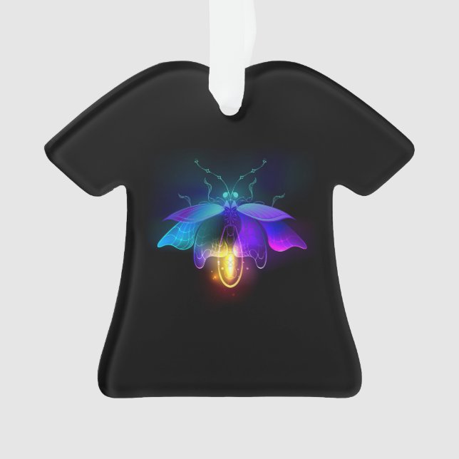 Neon Firefly on black Ornament (Front)