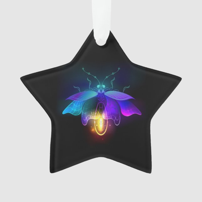 Neon Firefly on black Ornament (Front)