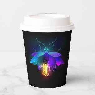 Neon Firefly on black Paper Cups