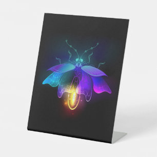 Neon Firefly on black Pedestal Sign